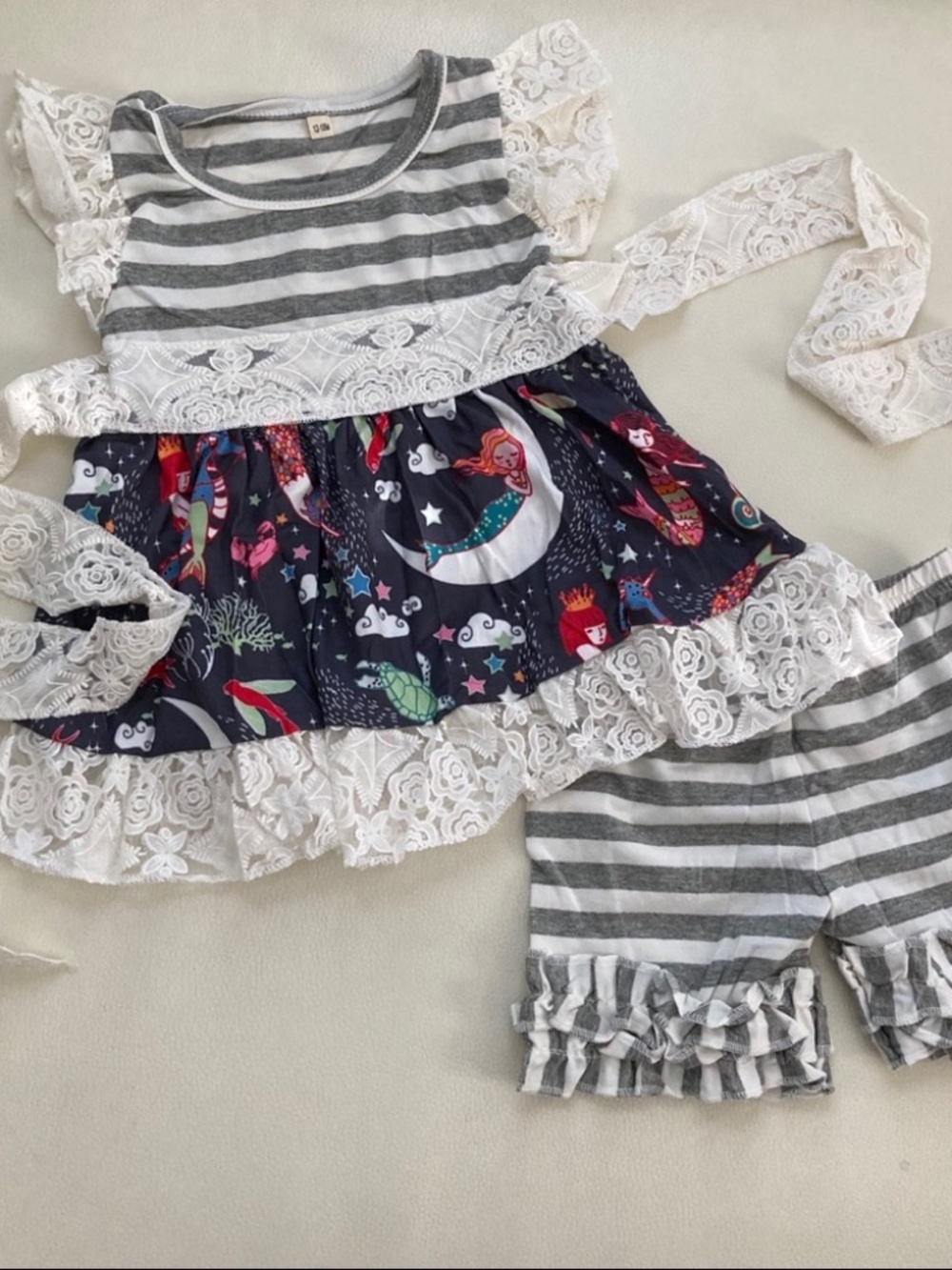 Boutique Mermaid cute lace shorts set